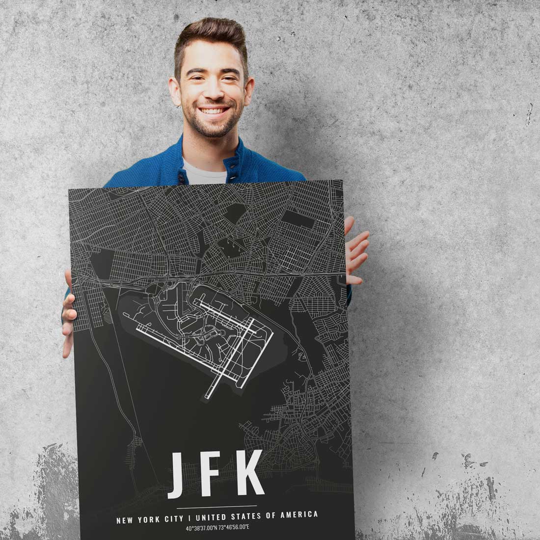Flughafen Poster - JFK - New York City - VACENTURES - Die Weltkarte