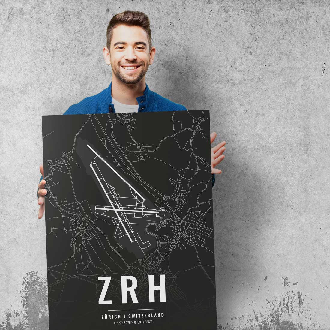 Flughafen Poster - ZRH - Zürich - VACENTURES - Die Weltkarte