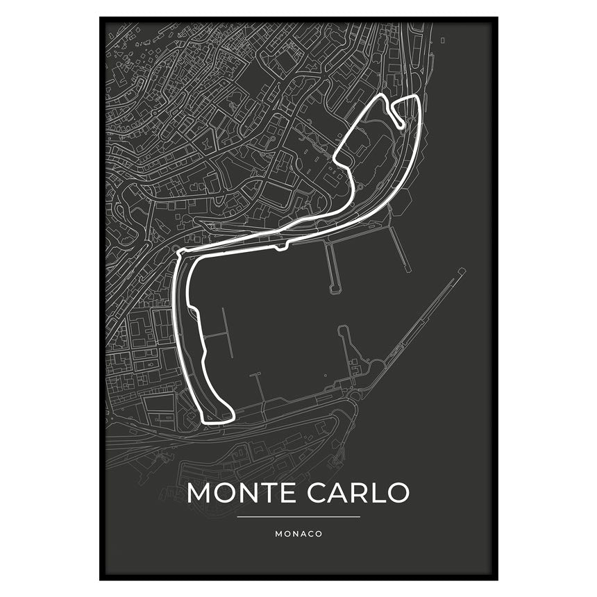 Formel 1 Poster - Monaco Monte Carlo - Formel 1 Rennstrecke Karte / Poster-Poster-DIE WELTKARTE