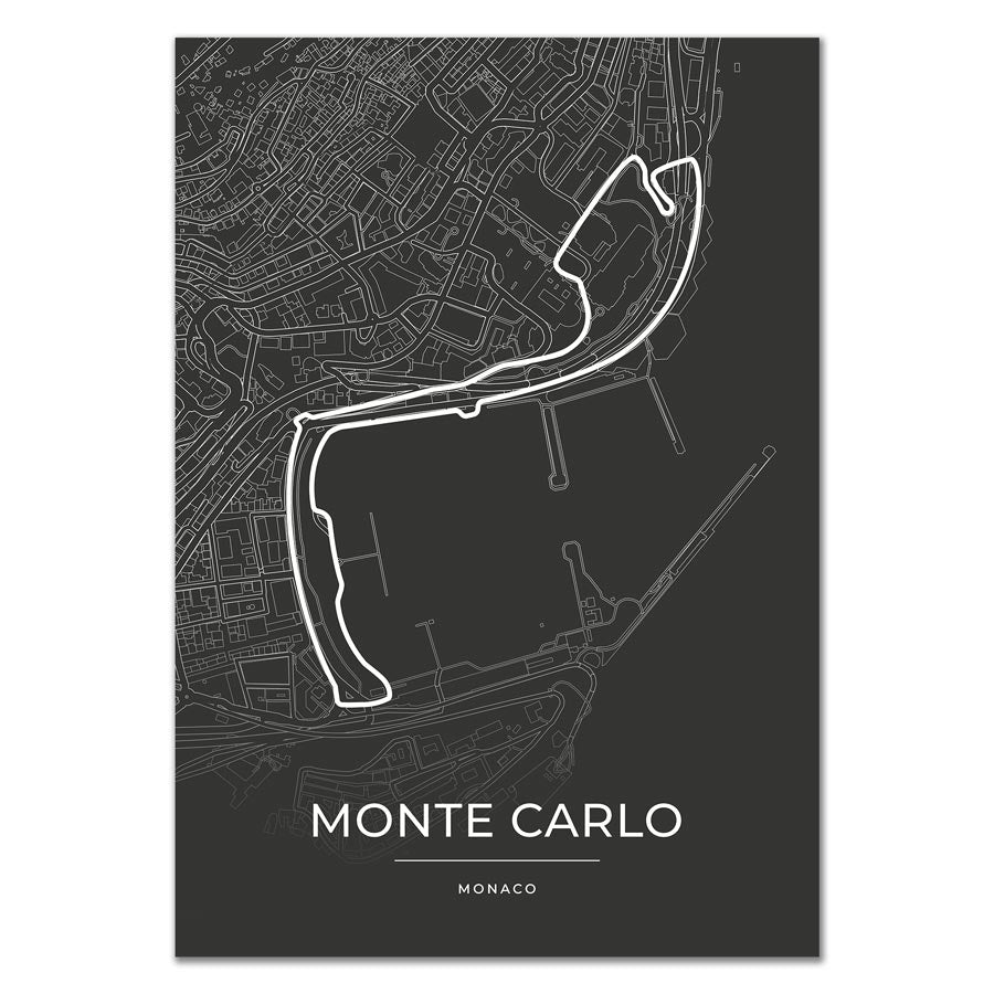 Formel 1 Poster - Monaco Monte Carlo - Formel 1 Rennstrecke Karte / Poster-Poster-DIE WELTKARTE