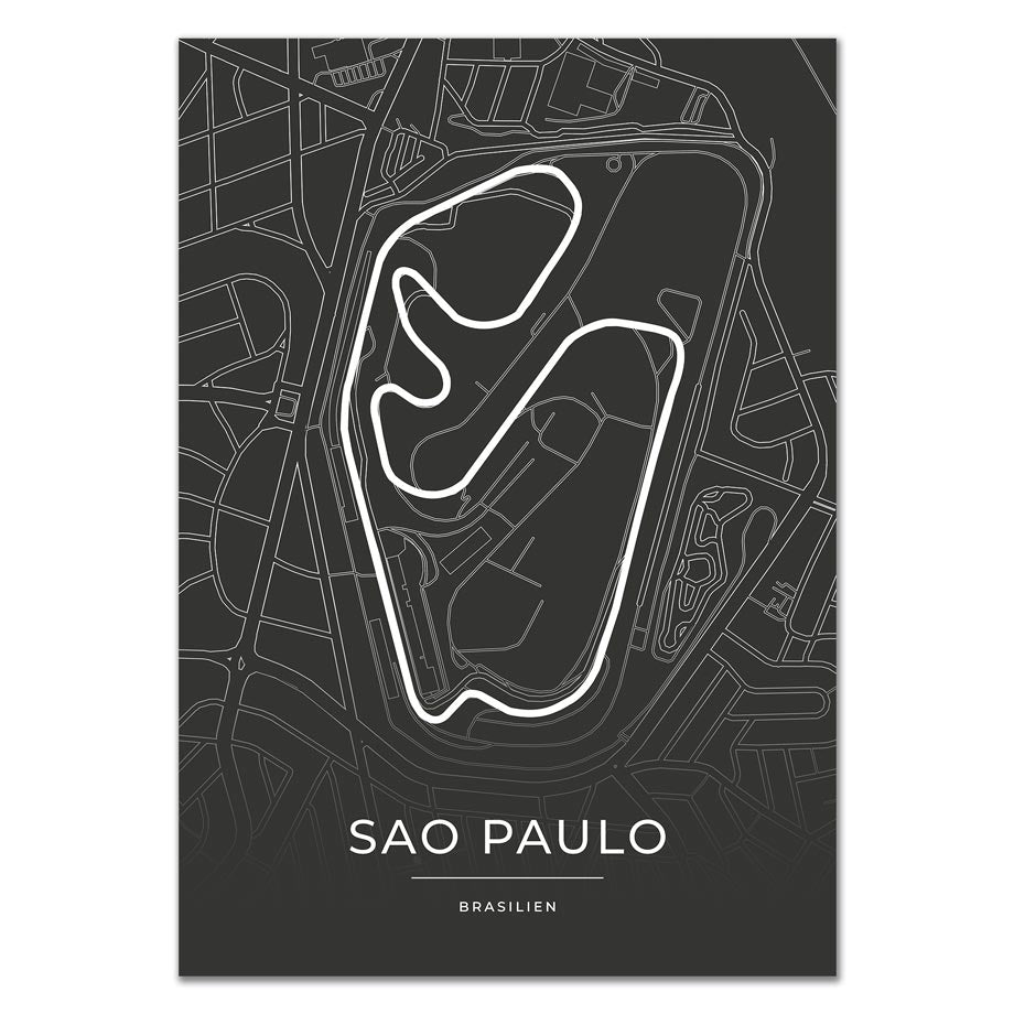 Formel 1 Poster - Sao Paulo - Formel 1 Rennstrecke Karte / Poster-Poster-DIE WELTKARTE