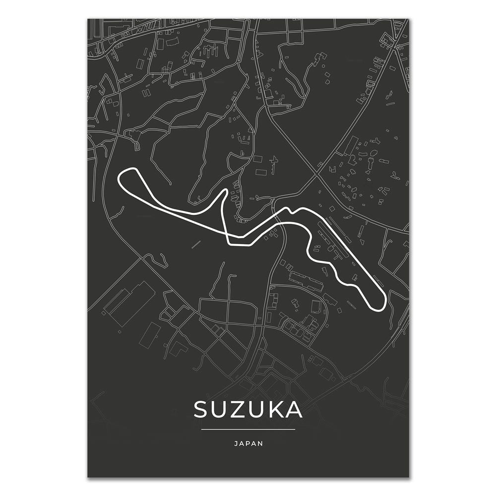 Formel 1 Poster - Suzuka - Formel 1 Rennstrecke Karte / Poster-Poster-DIE WELTKARTE