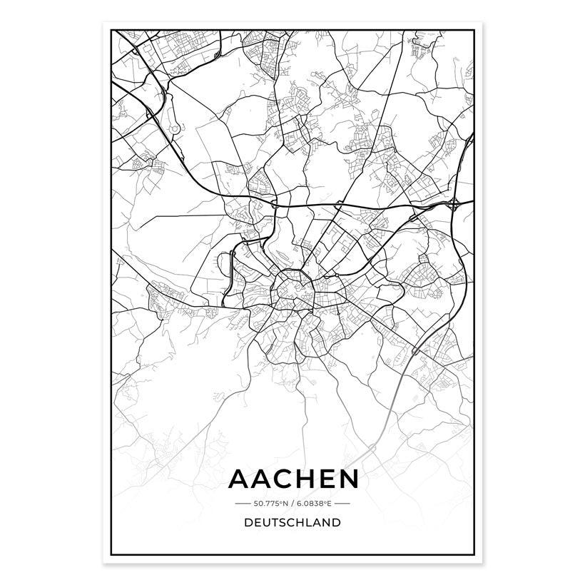 Stadt Karten Poster - Aachen