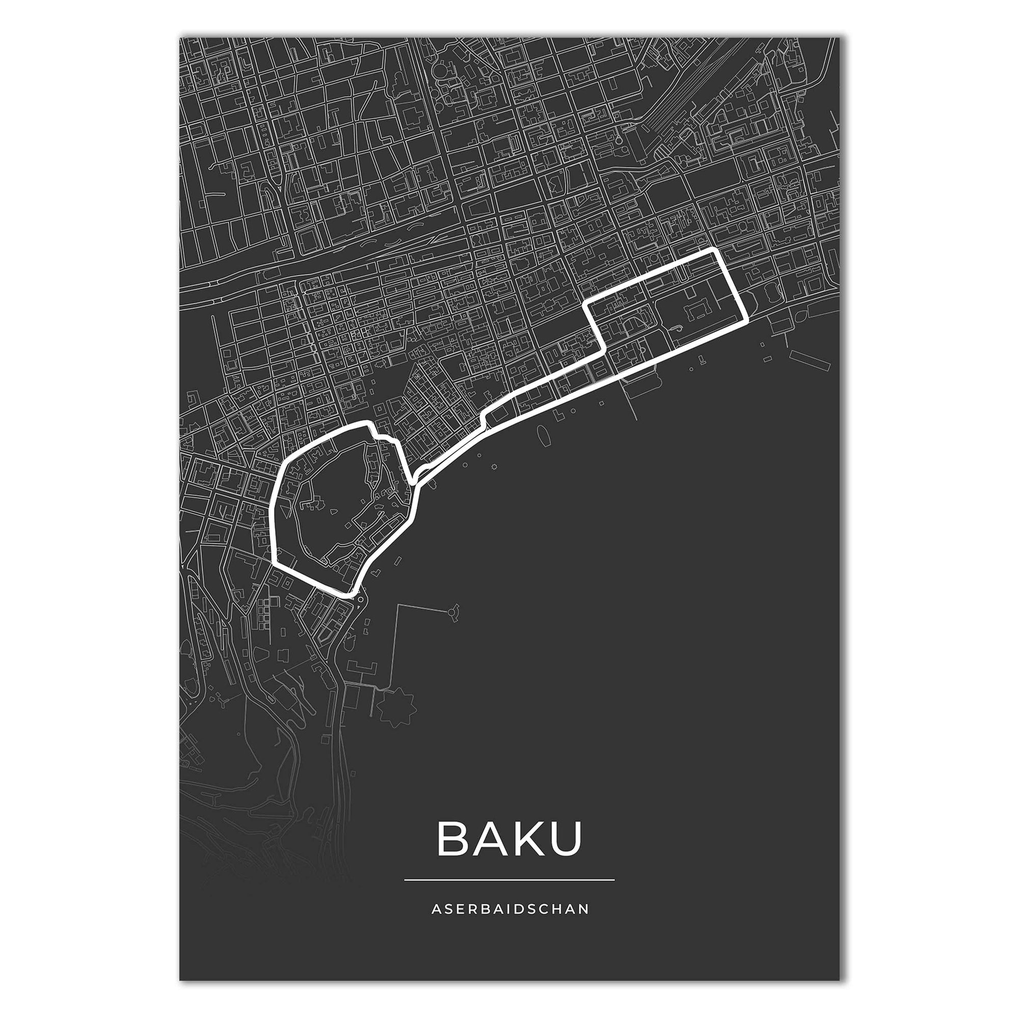 Rennstrecke Poster - Baku - Motorsport Karte