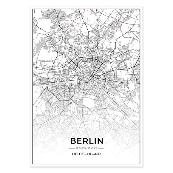 Stadt Poster - Berlin Kartenposter / City Map-Poster-DIE WELTKARTE