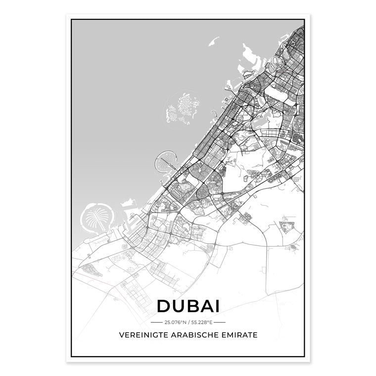 Stadt Poster - Dubai Kartenposter / City Map