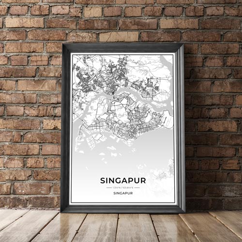 Stadt Poster - Singapur Kartenposter / City Map-Poster-DIE WELTKARTE