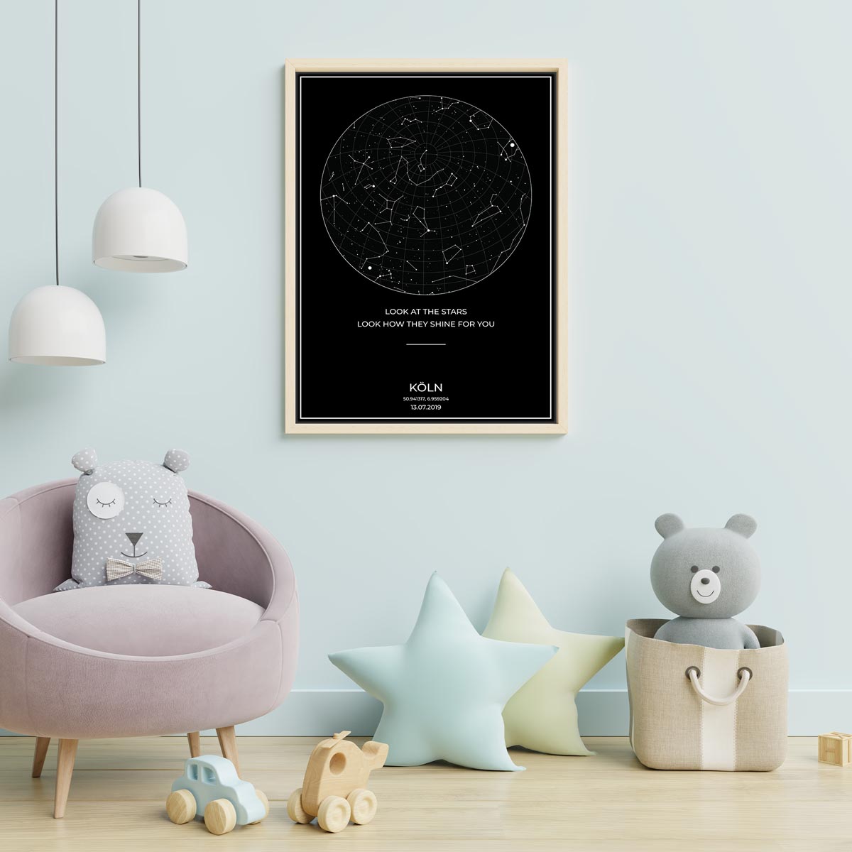 Sternenkarte Poster - PERSONALISIERBAR - Sternenhimmel als Geschenk für Weihnachten, Jahrestag, Geburt, Hochzeit - Schwarz-Poster-DIE WELTKARTE