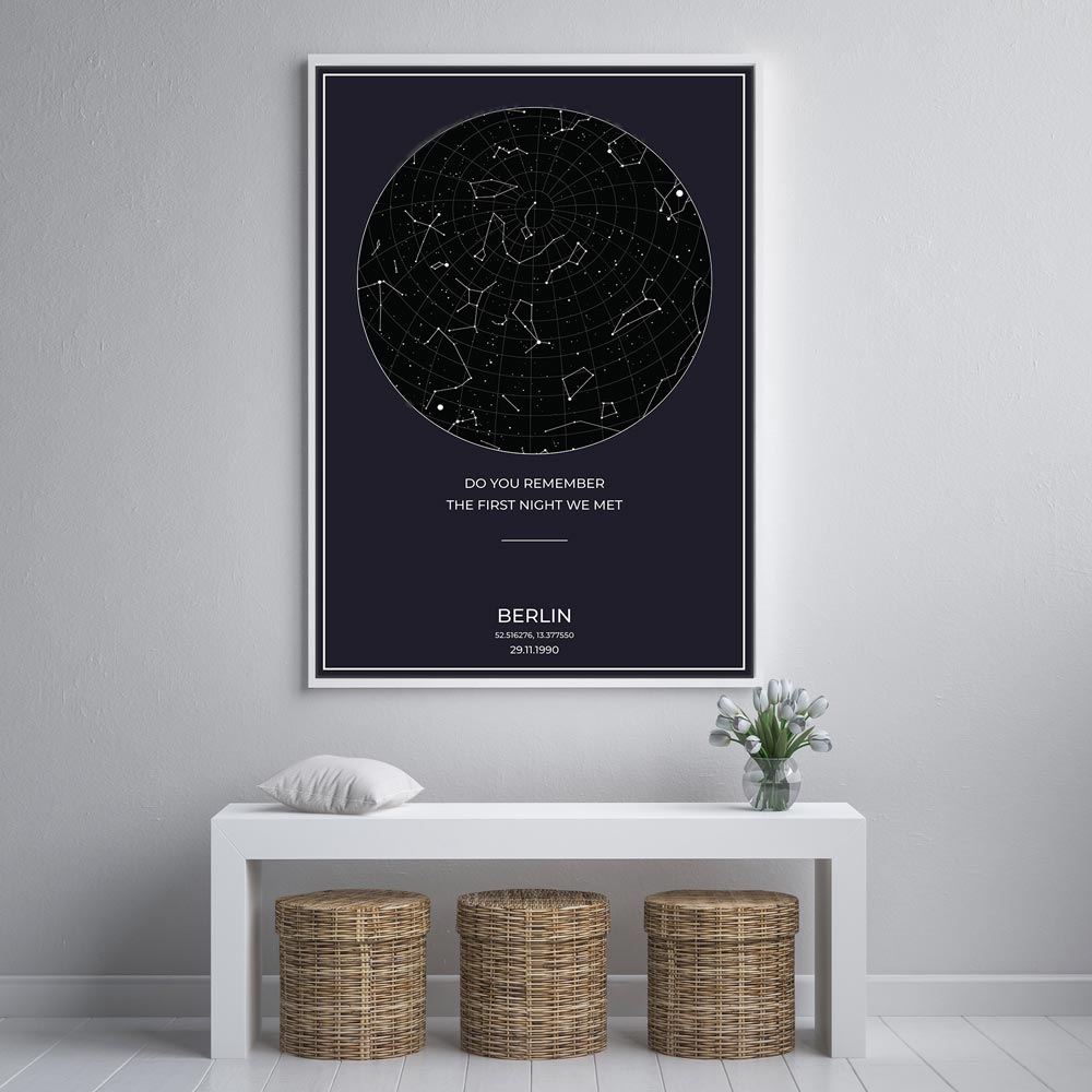 Sternenkarte Poster - PERSONALISIERBAR - Sternenhimmel als Geschenk für Weihnachten, Jahrestag, Geburt, Hochzeit - Blau-Poster-DIE WELTKARTE