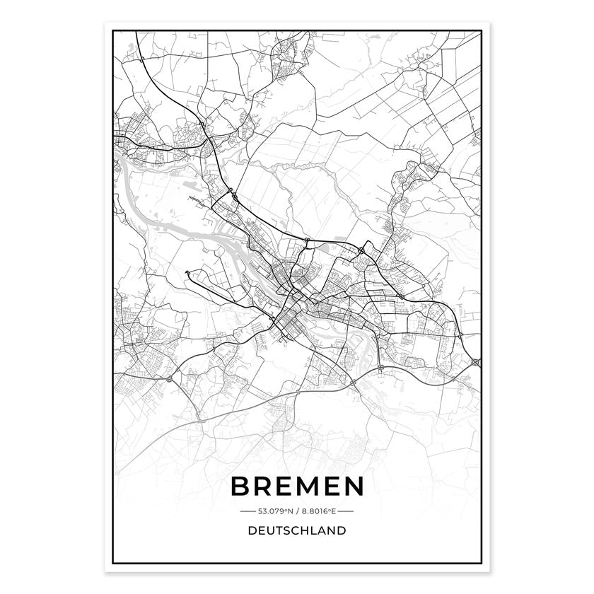 Stadt Karten Poster - Bremen