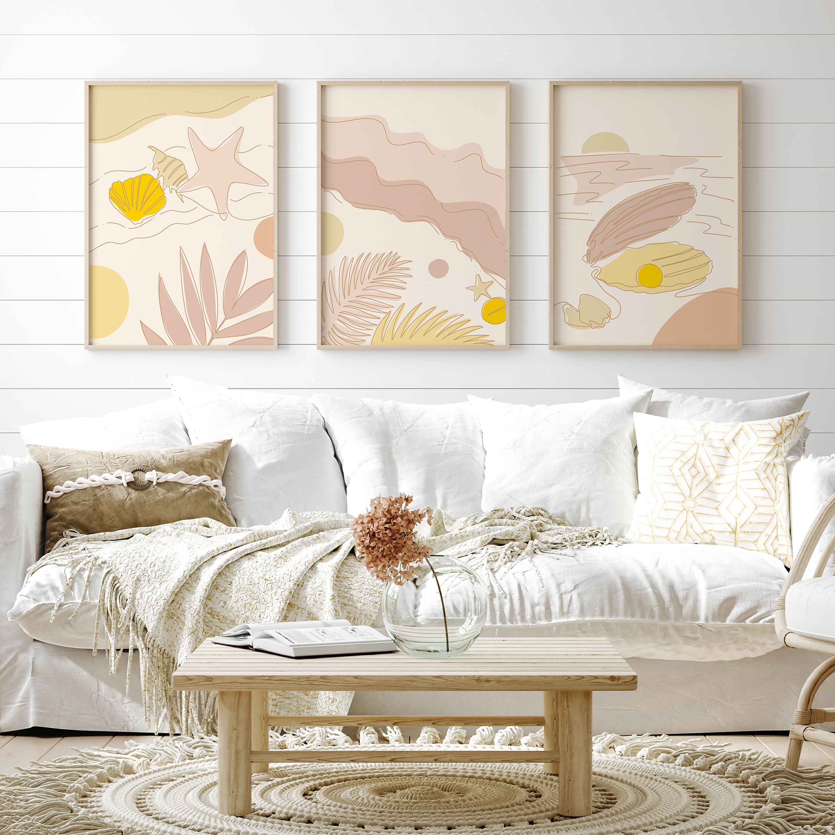 Poster Strand Muschel Line Art