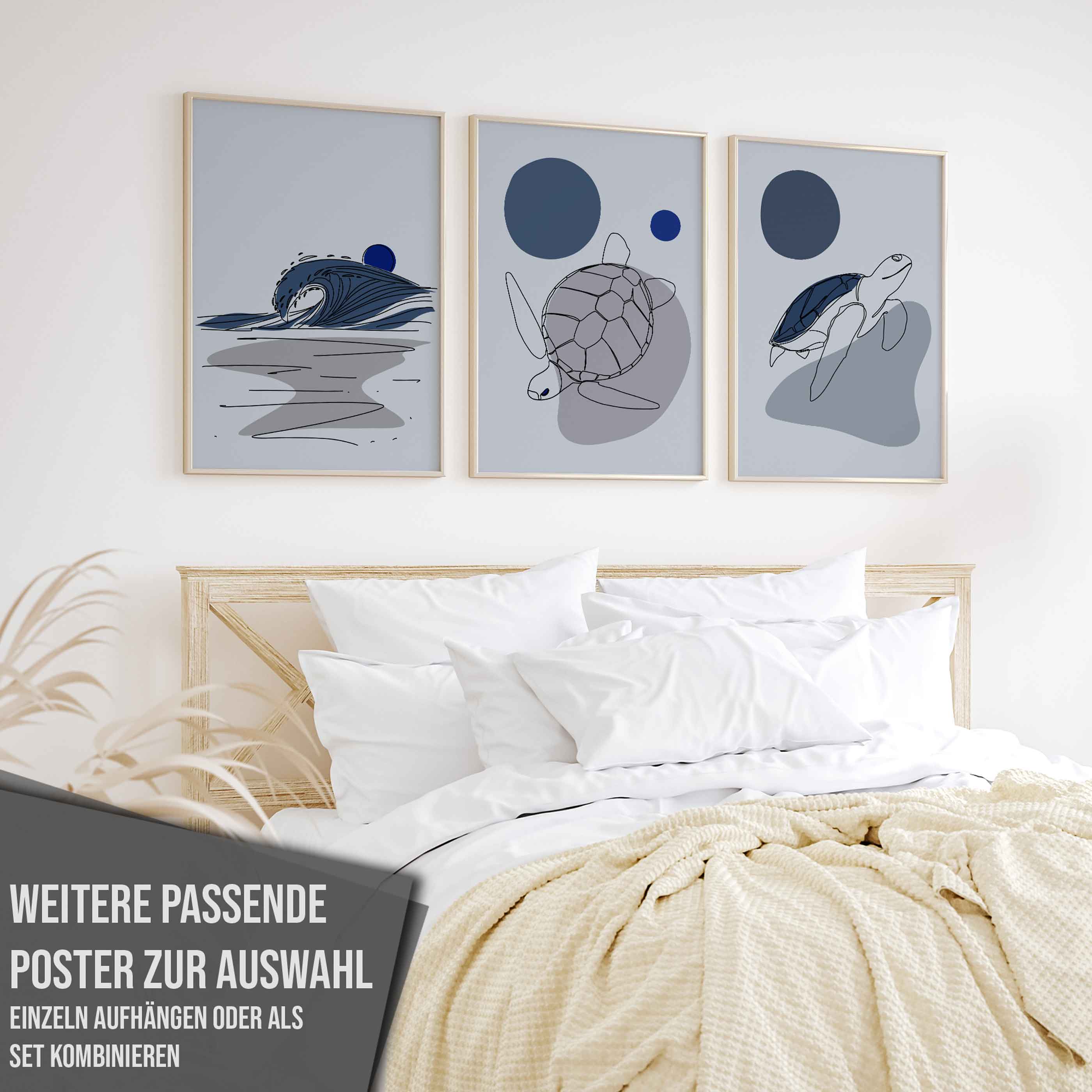 Poster Ozean Meeresschildkröte Line Art