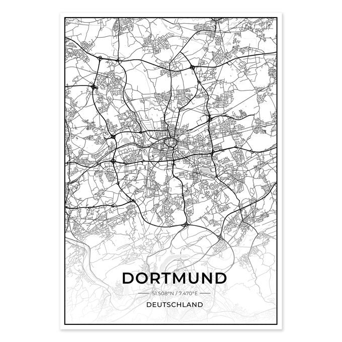 Stadt Karten Poster - Dortmund