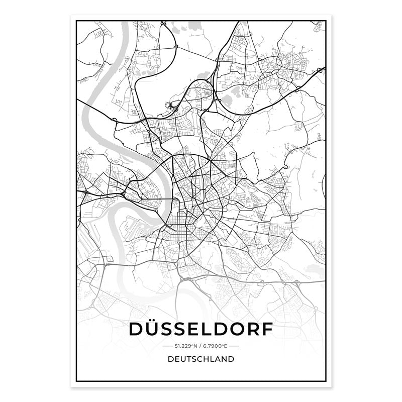 Stadt Karten Poster - Düsseldorf