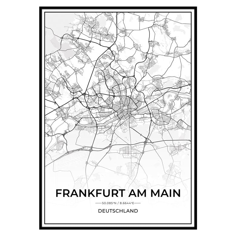 Stadt Karten Poster - Frankfurt