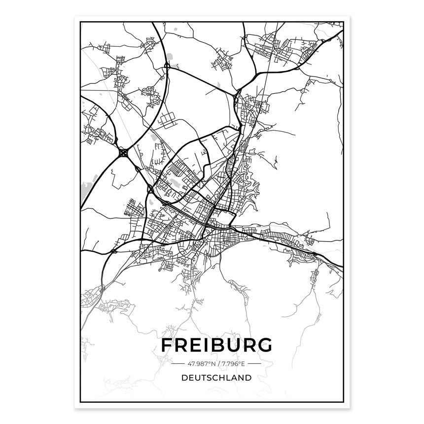 Stadt Karten Poster - Freiburg