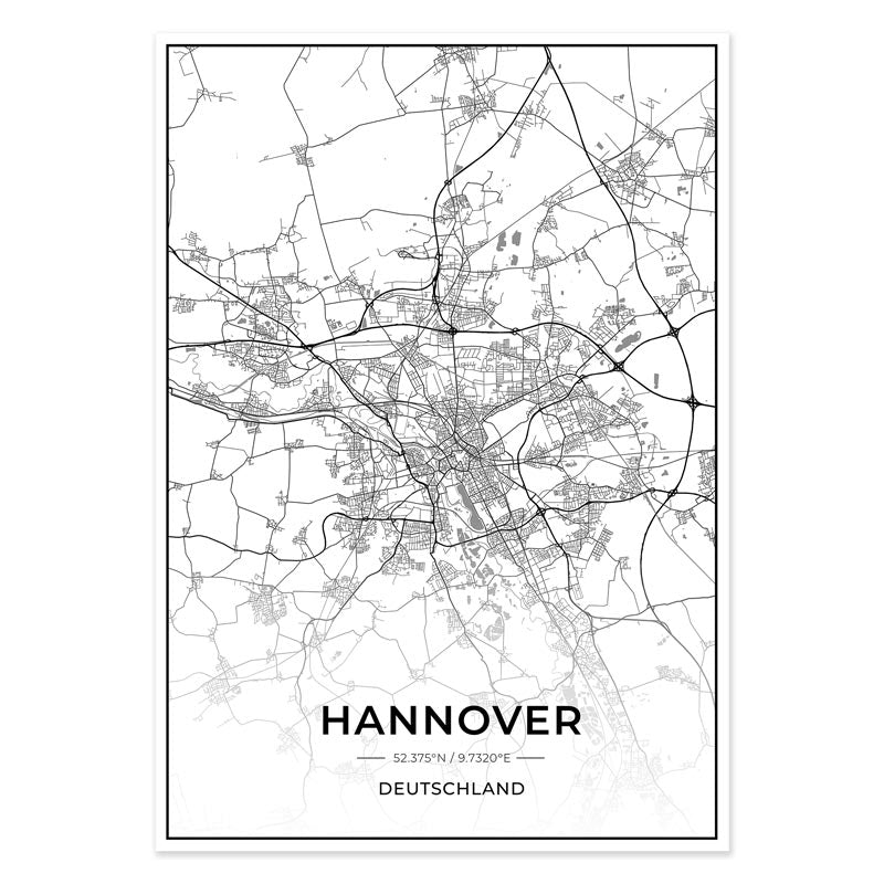 Stadt Karten Poster - Hannover