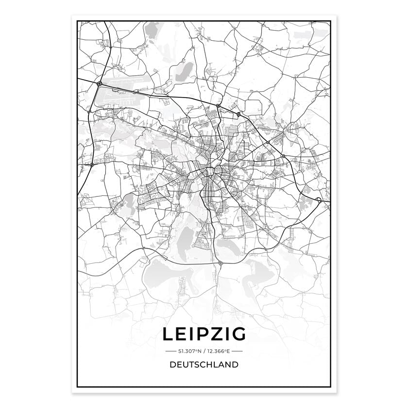 Stadt Karten Poster - Leipzig