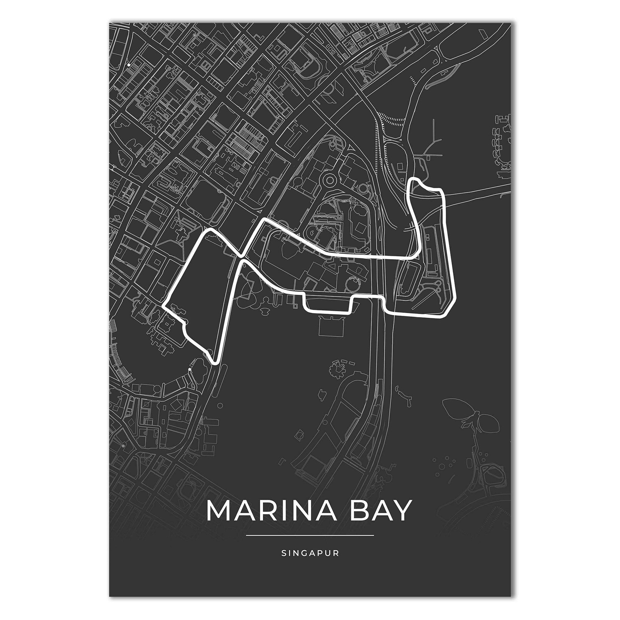 Rennstrecke Poster - Marina Bay - Motorsport Karte