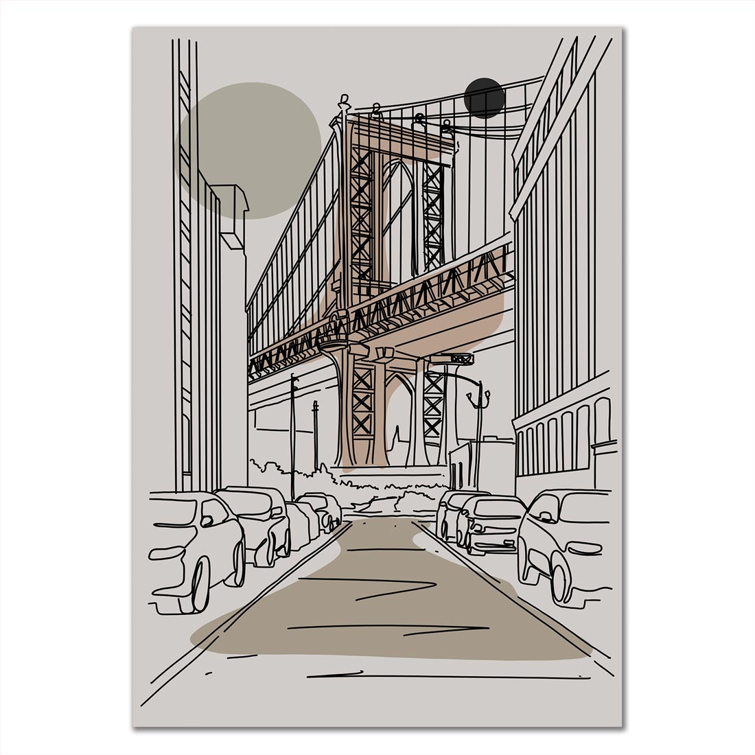 Poster New York City Brooklyn Bridge Line Art