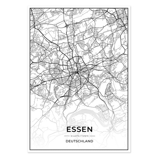 Stadt Poster - Essen Kartenposter / City Map-Poster-DIE WELTKARTE