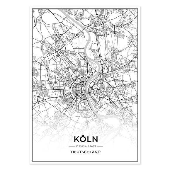 Stadt Poster - Köln Kartenposter / City Map-Poster-DIE WELTKARTE