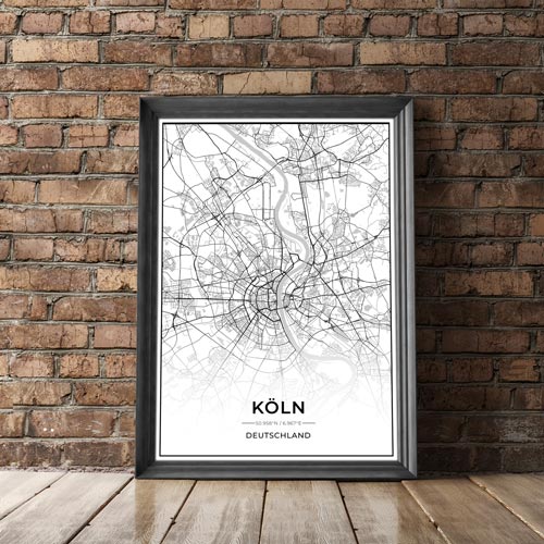 Stadt Poster - Köln Kartenposter / City Map-Poster-DIE WELTKARTE