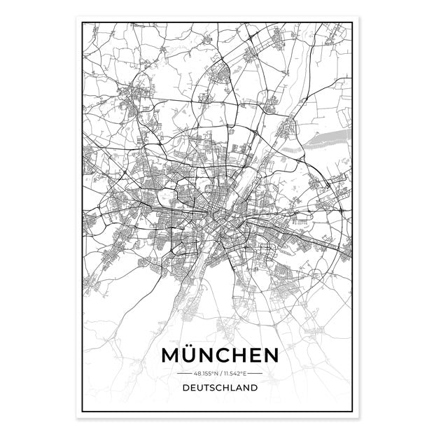 München Mapi Stadt Poster - München Kartenposter / City Map | DIE WELTKARTE ...