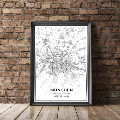 Stadt Poster - München Kartenposter / City Map-Poster-DIE WELTKARTE