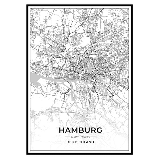 Hamburg Poster Stadtposter Stadtplan-Poster