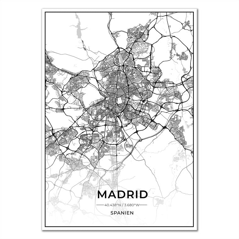 Stadt Karten Poster - Madrid