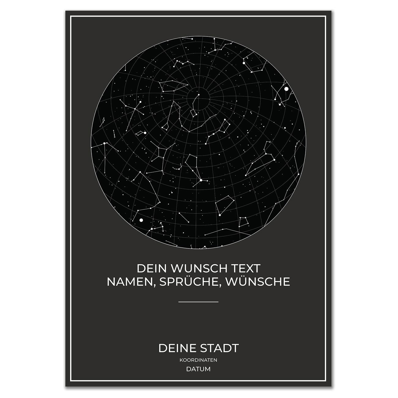 Sternenkarte Poster - Sternenhimmel - Grau