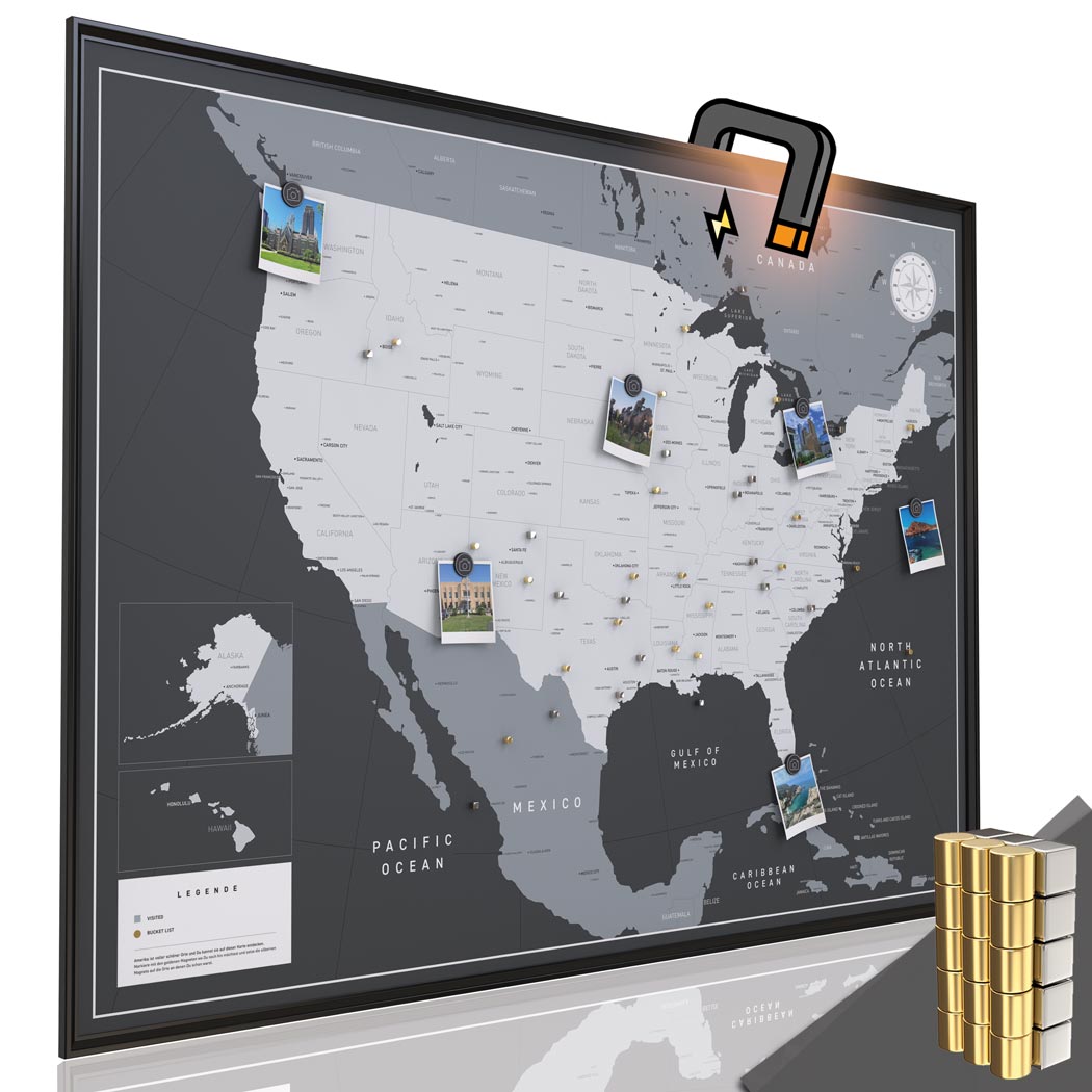 Die magnetische USA Karte - inkl. Magnet Pins