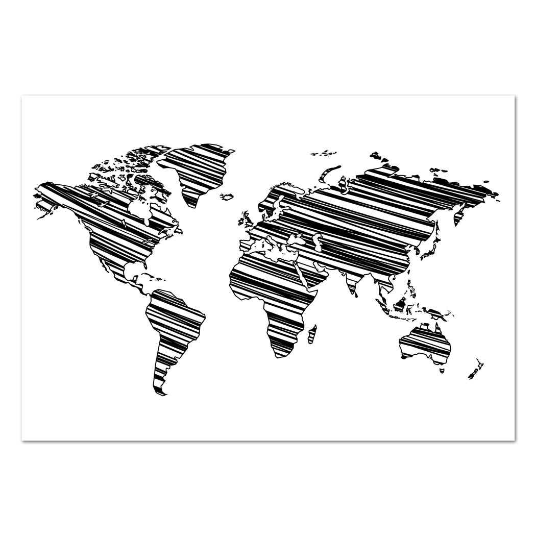 Weltkarte Poster - Schwarz Weiß